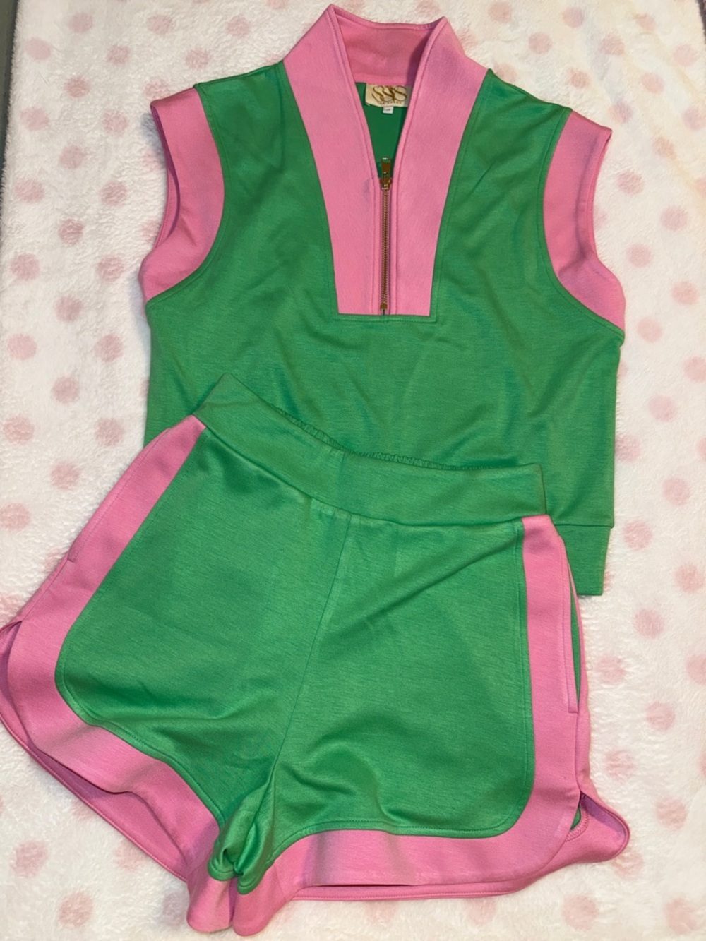 SSYS Colorblock Air Set In Green Baby Pink - Picture 2 of 7